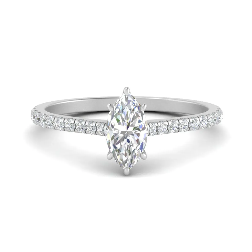 IGI Certified 1/2 - 5 Carat Lab Grown Diamond French Pave Women Engagement Ring 14K Gold
