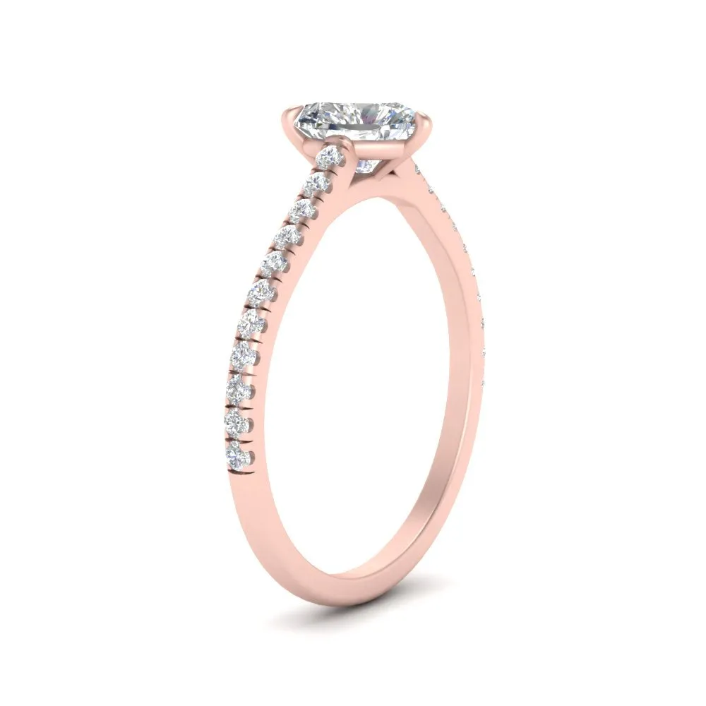 IGI Certified 1/2 - 5 Carat Lab Grown Diamond French Pave Women Engagement Ring 14K Gold