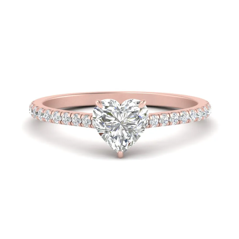 IGI Certified 1/2 - 5 Carat Lab Grown Diamond French Pave Women Engagement Ring 14K Gold