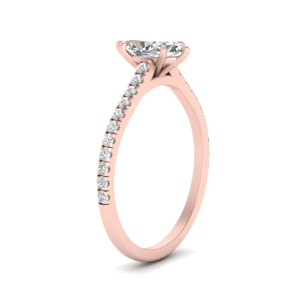 IGI Certified 1/2 - 5 Carat Lab Grown Diamond French Pave Women Engagement Ring 14K Gold