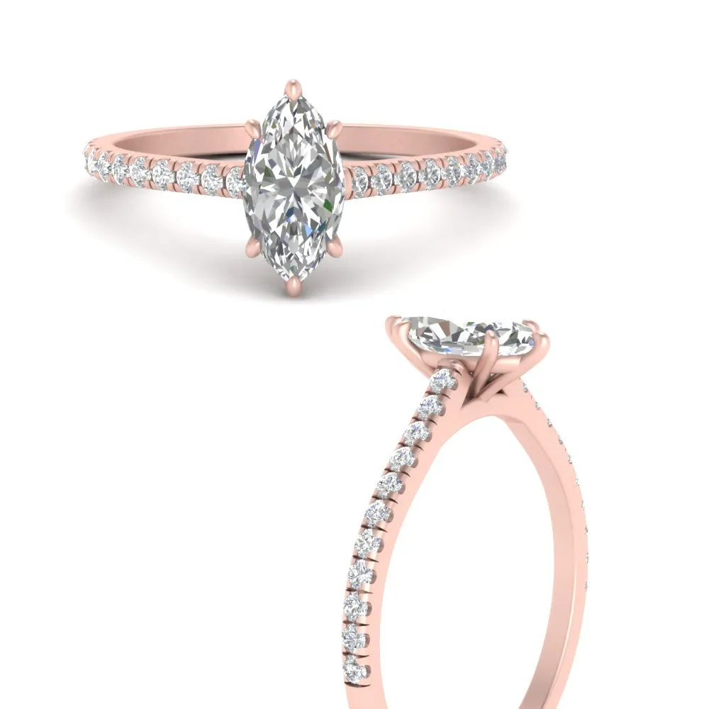 IGI Certified 1/2 - 5 Carat Lab Grown Diamond French Pave Women Engagement Ring 14K Gold