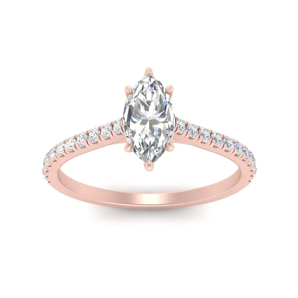 IGI Certified 1/2 - 5 Carat Lab Grown Diamond French Pave Women Engagement Ring 14K Gold