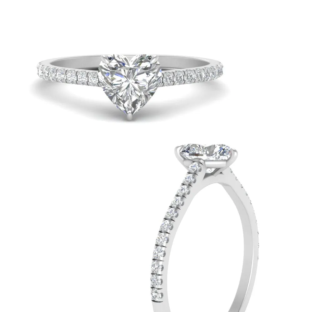 IGI Certified 1/2 - 5 Carat Lab Grown Diamond French Pave Women Engagement Ring 14K Gold