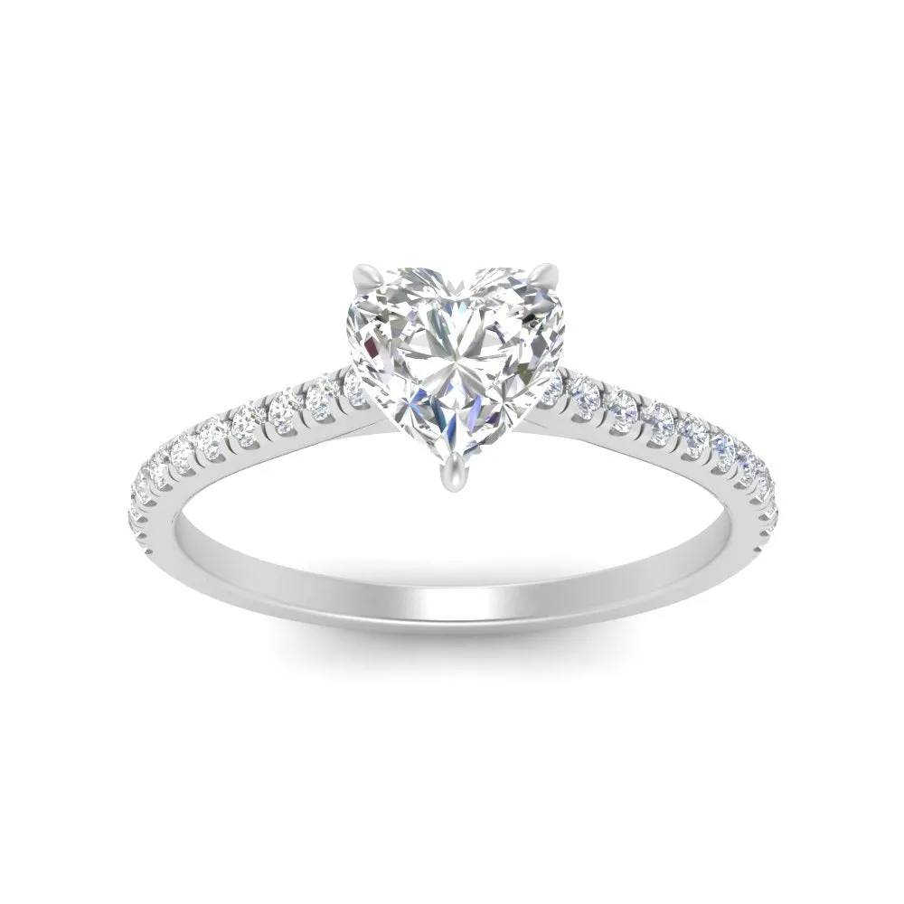 IGI Certified 1/2 - 5 Carat Lab Grown Diamond French Pave Women Engagement Ring 14K Gold