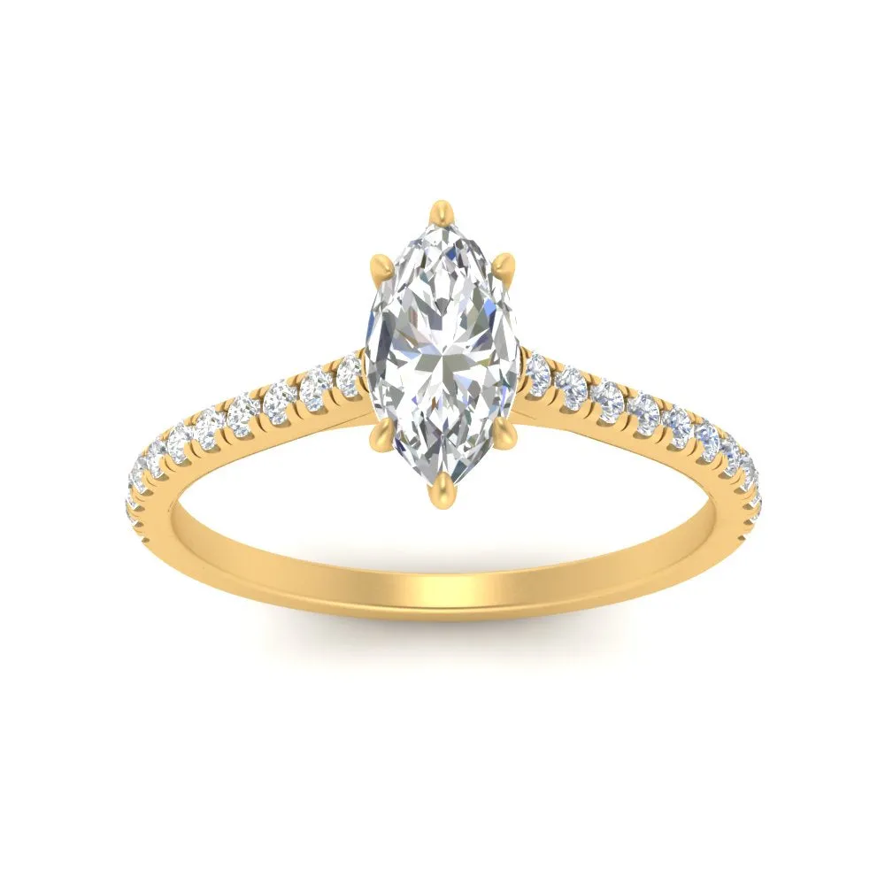 IGI Certified 1/2 - 5 Carat Lab Grown Diamond French Pave Women Engagement Ring 14K Gold