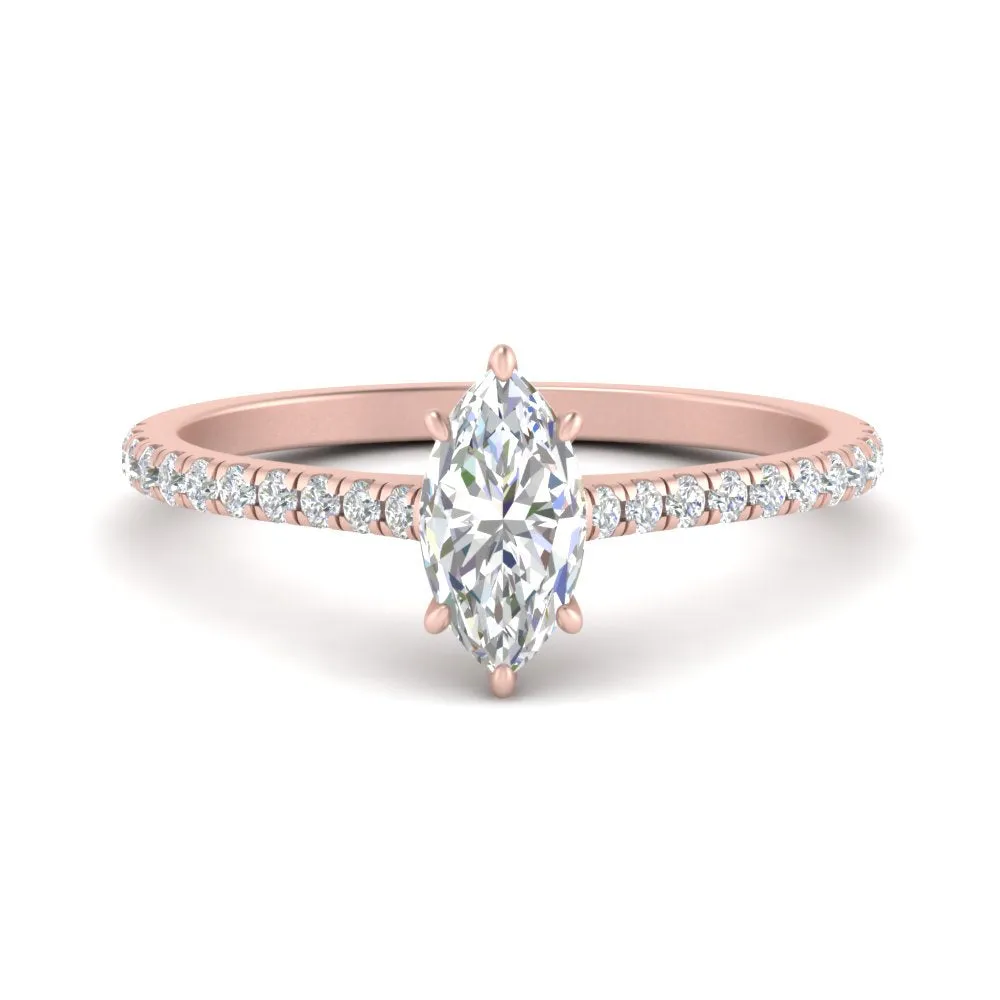 IGI Certified 1/2 - 5 Carat Lab Grown Diamond French Pave Women Engagement Ring 14K Gold