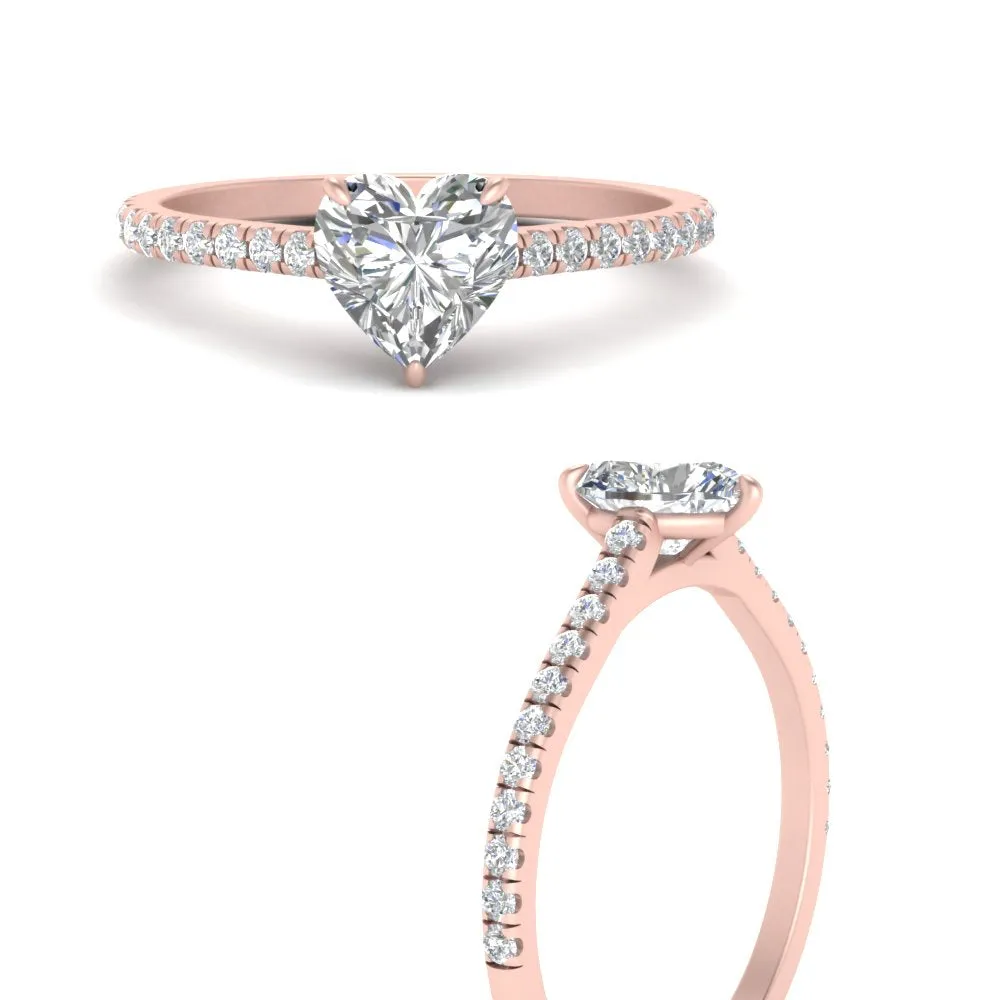 IGI Certified 1/2 - 5 Carat Lab Grown Diamond French Pave Women Engagement Ring 14K Gold