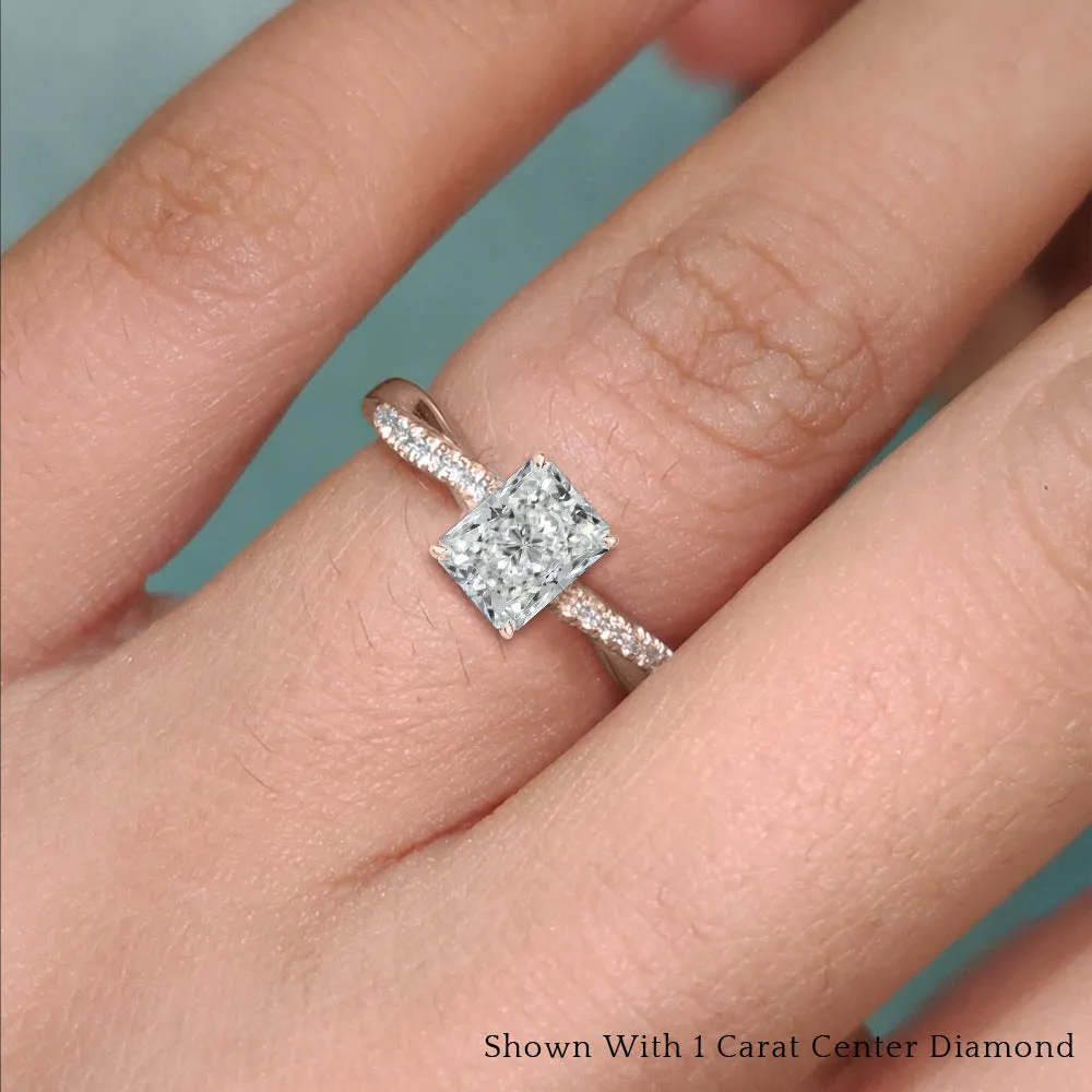 IGI Certified 1/2 - 5 Carat Lab Grown Diamond Infinity Style Side Stone Engagement Ring 14K Gold