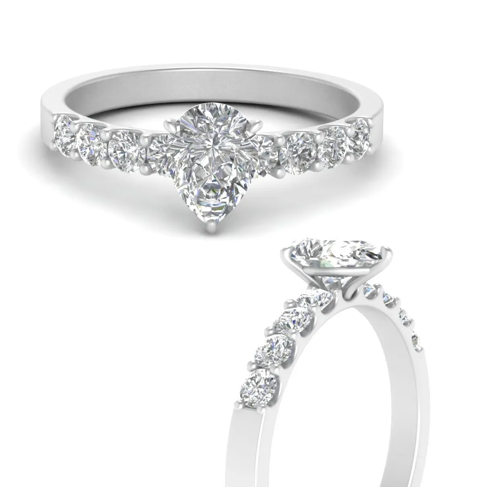 IGI Certified 1/2 - 5 Carat Lab Grown Diamond U Prong Side Stone Engagement Ring 14K Gold