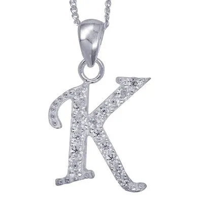 Initial Silver Pendant - Sparkling Cursive