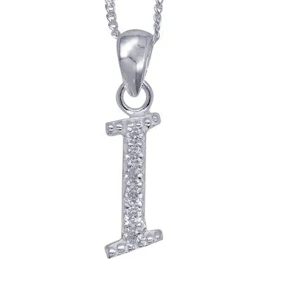 Initial Silver Pendant - Sparkling Cursive