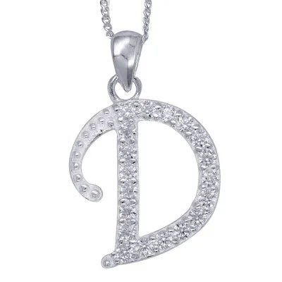 Initial Silver Pendant - Sparkling Cursive
