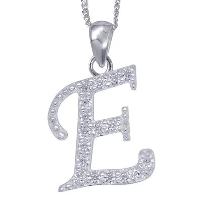 Initial Silver Pendant - Sparkling Cursive