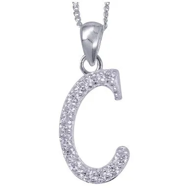 Initial Silver Pendant - Sparkling Cursive
