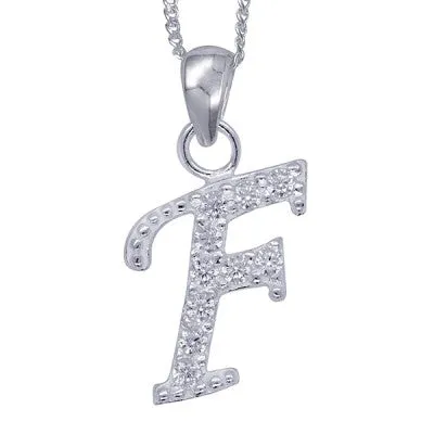 Initial Silver Pendant - Sparkling Cursive