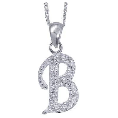 Initial Silver Pendant - Sparkling Cursive