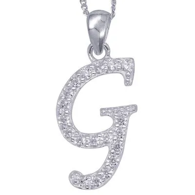 Initial Silver Pendant - Sparkling Cursive
