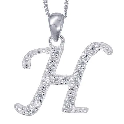 Initial Silver Pendant - Sparkling Cursive