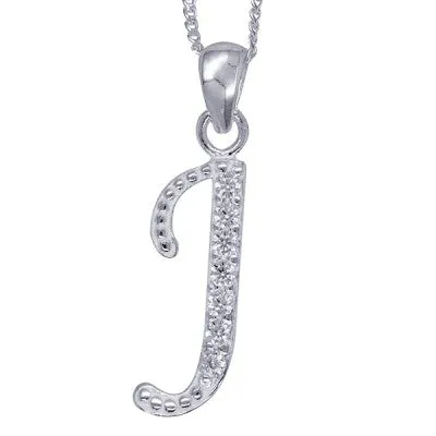 Initial Silver Pendant - Sparkling Cursive