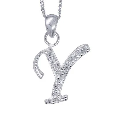 Initial Silver Pendant - Sparkling Cursive