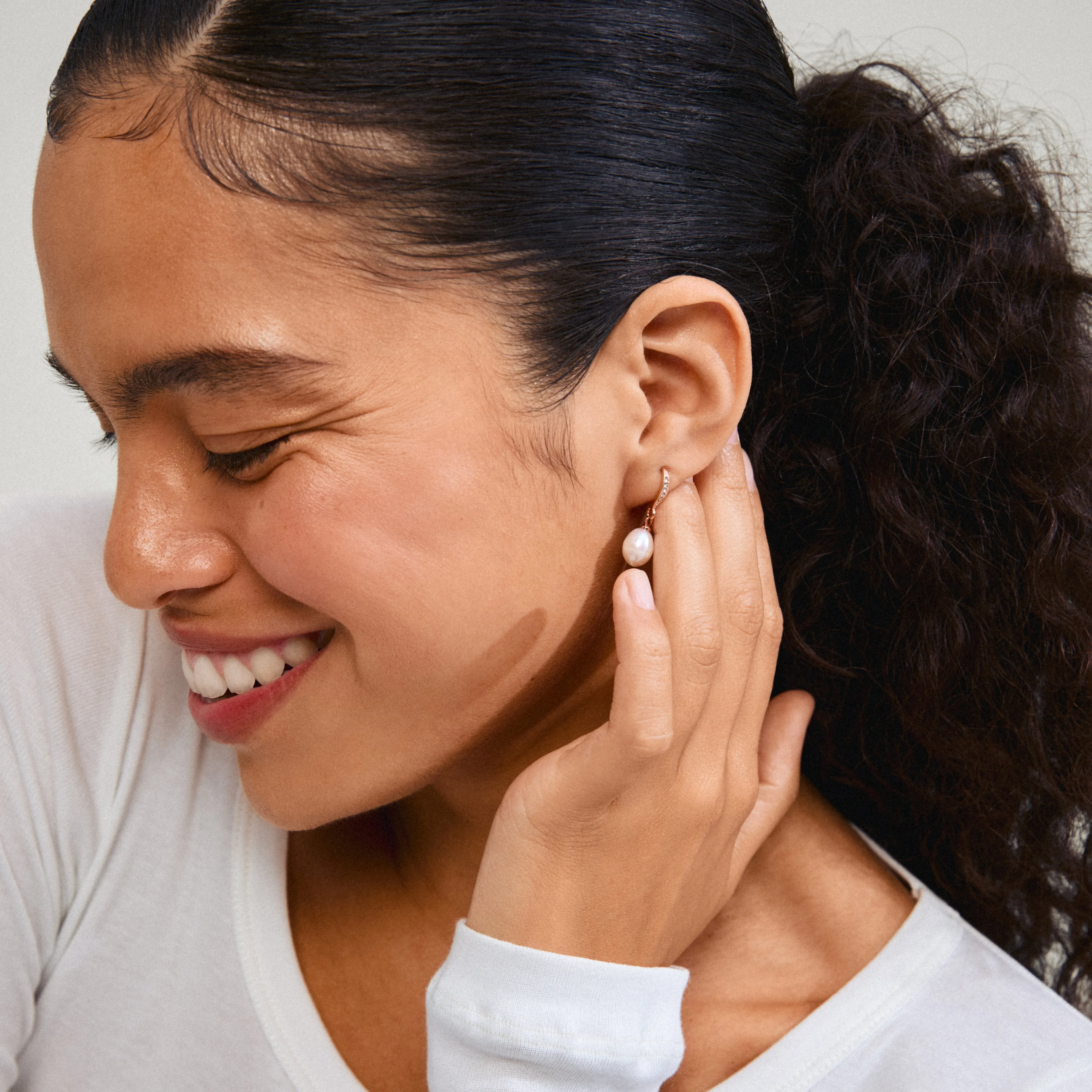JASMIN pearl earrings rose gold-plated