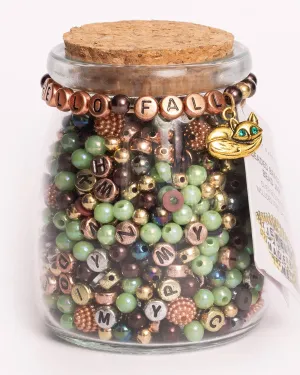 Jewelry Made by Me - HELLO FALL Round Copper Letter Beads with Gold Fox Charm DIY Bead Jar