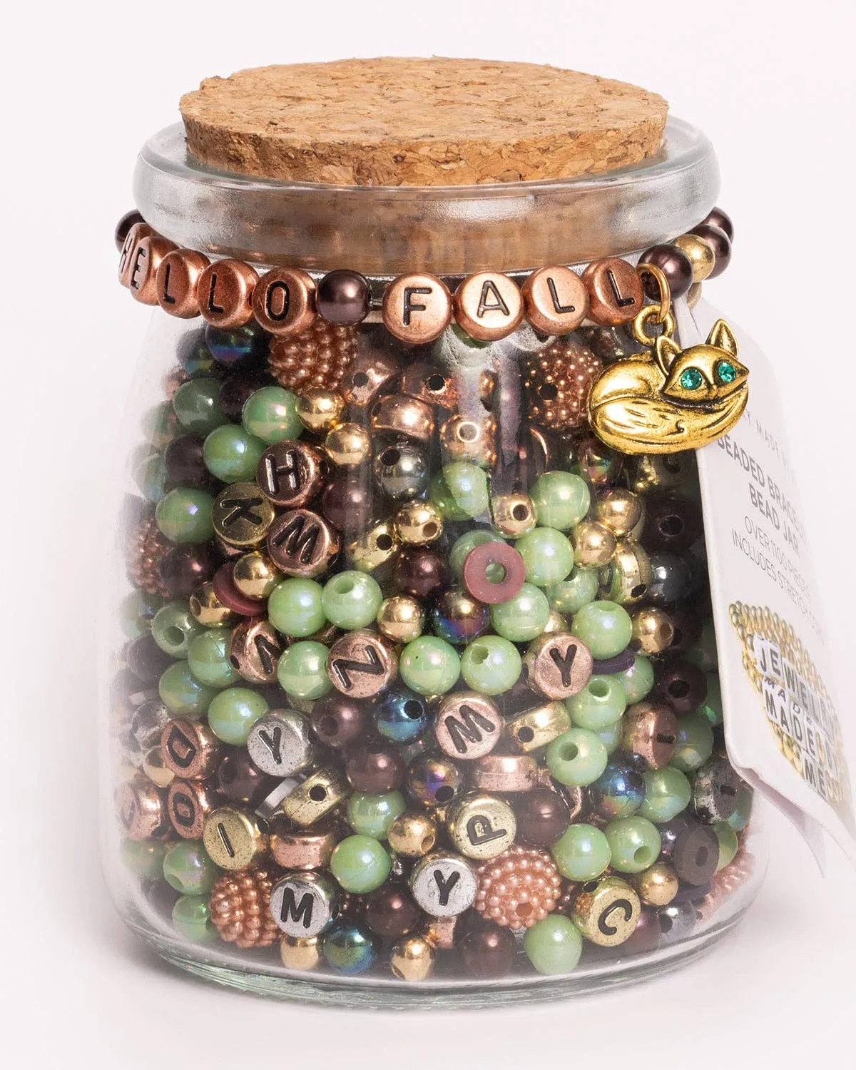 Jewelry Made by Me - HELLO FALL Round Copper Letter Beads with Gold Fox Charm DIY Bead Jar