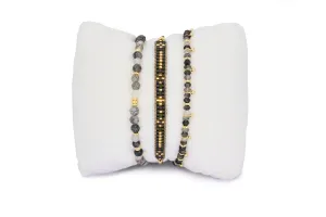 Keramas Black Rutilated Quartz Gold Bracelet Stack