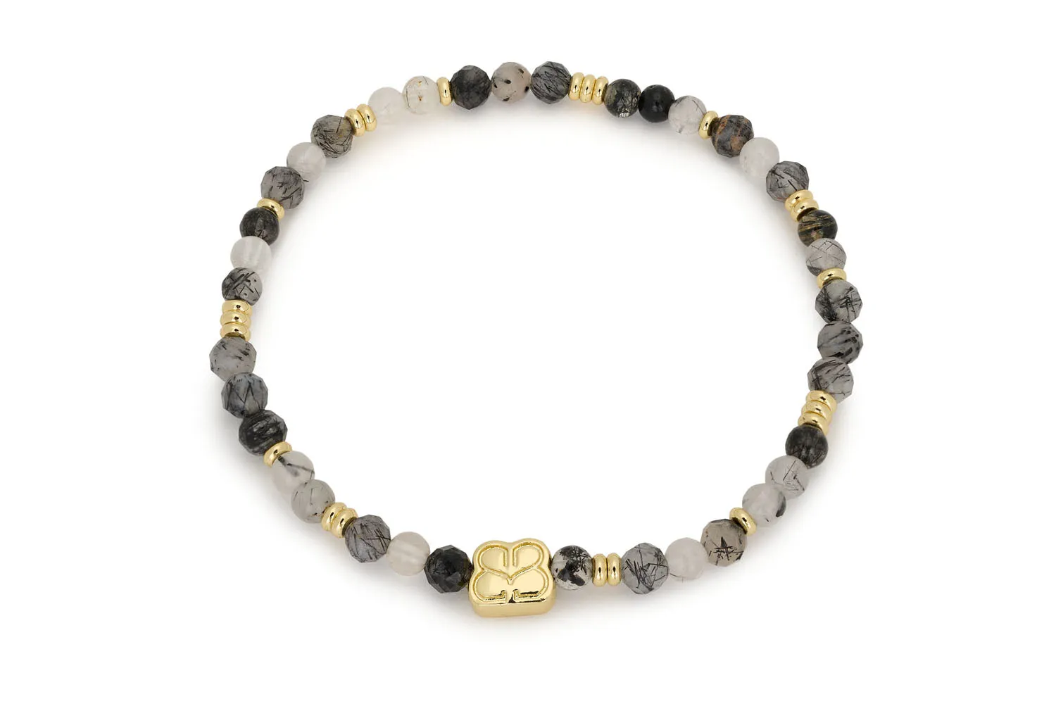 Keramas Black Rutilated Quartz Gold Bracelet Stack