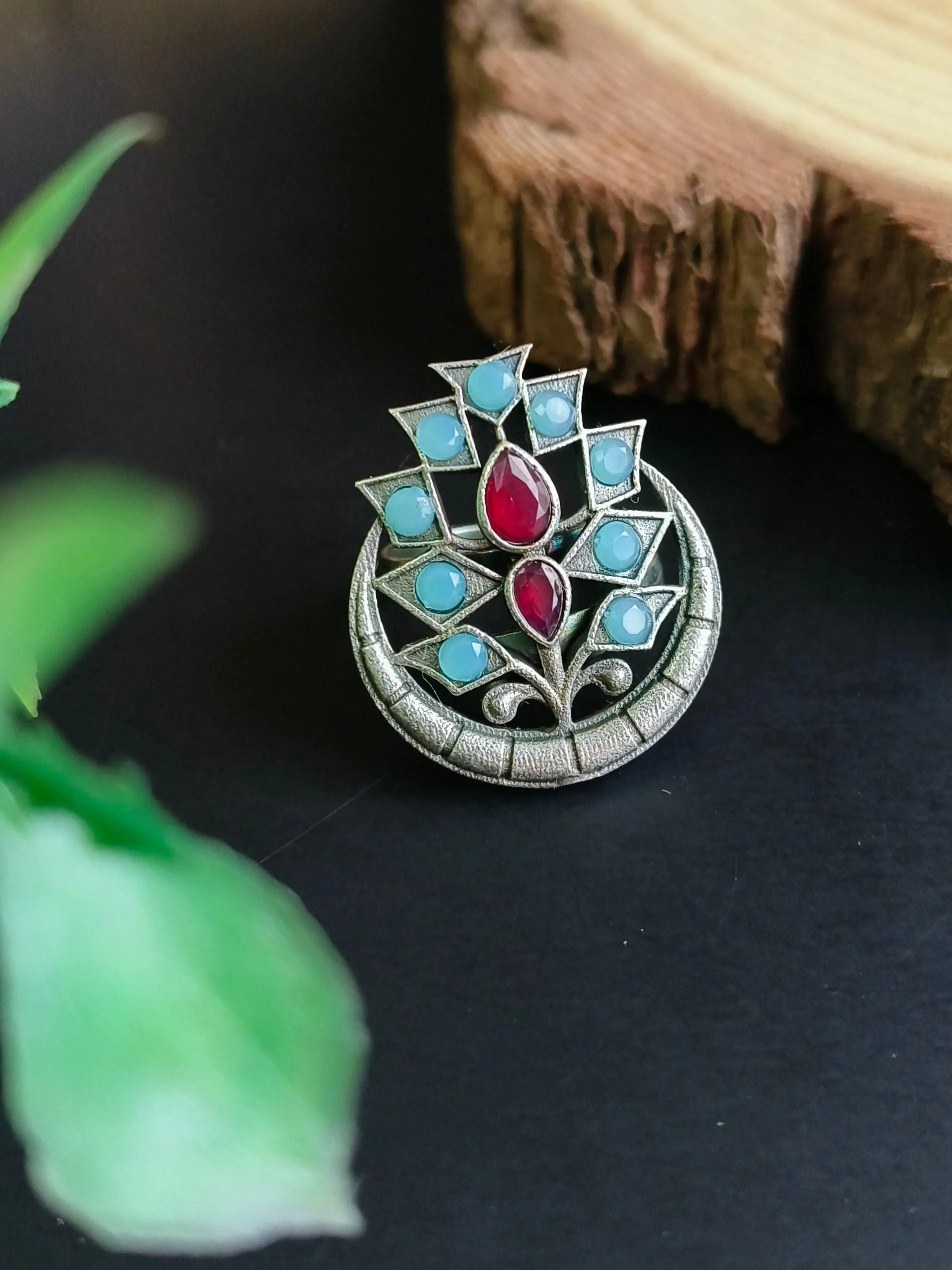 Kundan Oxidised Ring | Sarichka
