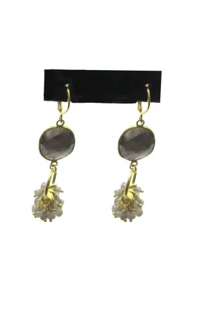 Labradorite Circle Tassel Earring