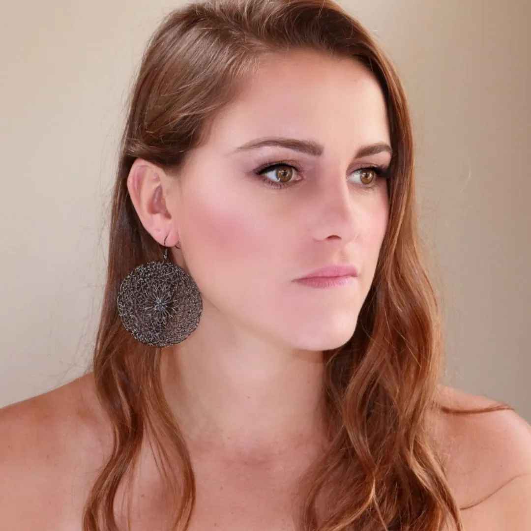 Lacey Large Black Earrings