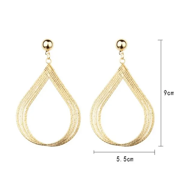 Large Gold Teardrop Dangling Earrings