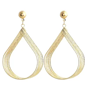 Large Gold Teardrop Dangling Earrings
