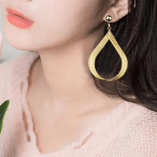 Large Gold Teardrop Dangling Earrings