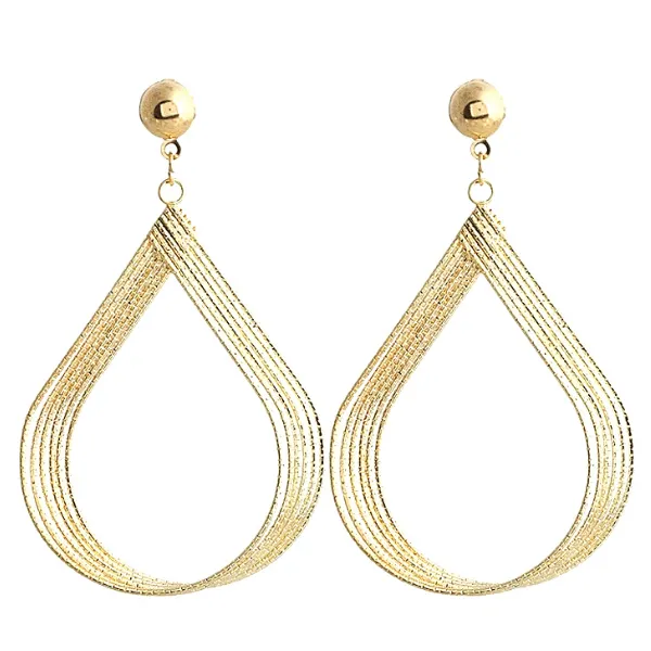 Large Gold Teardrop Dangling Earrings