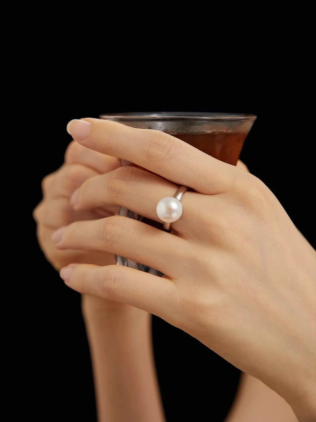 Large Pearl Open Ring in Gold Vermeil