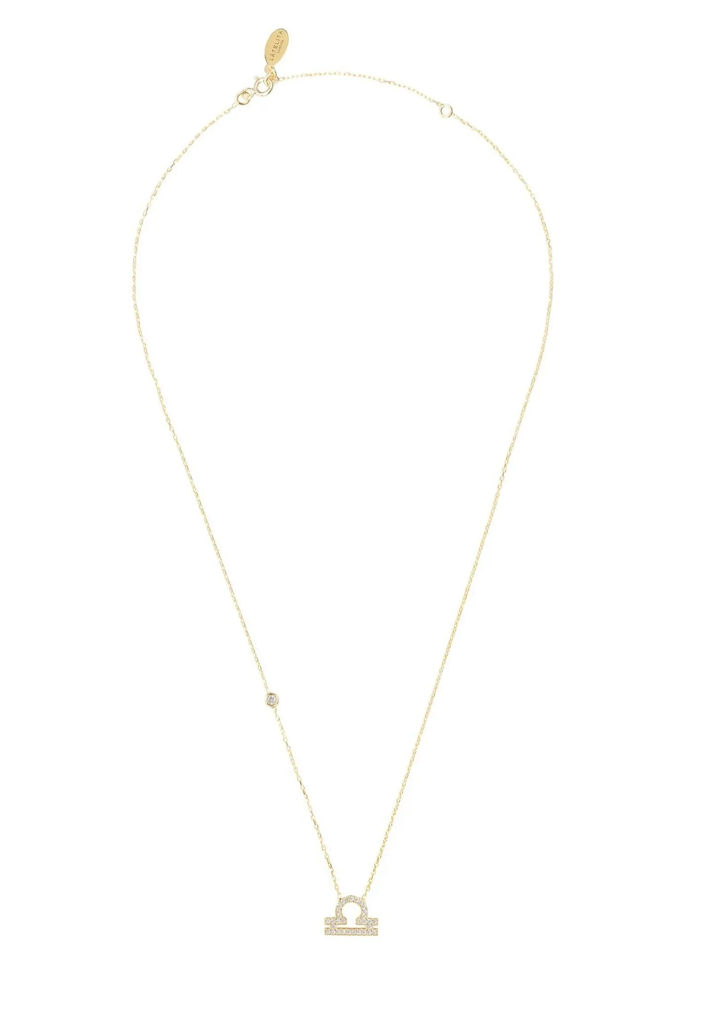 Libra Zodiac Pendant Necklace Dipped in Gold