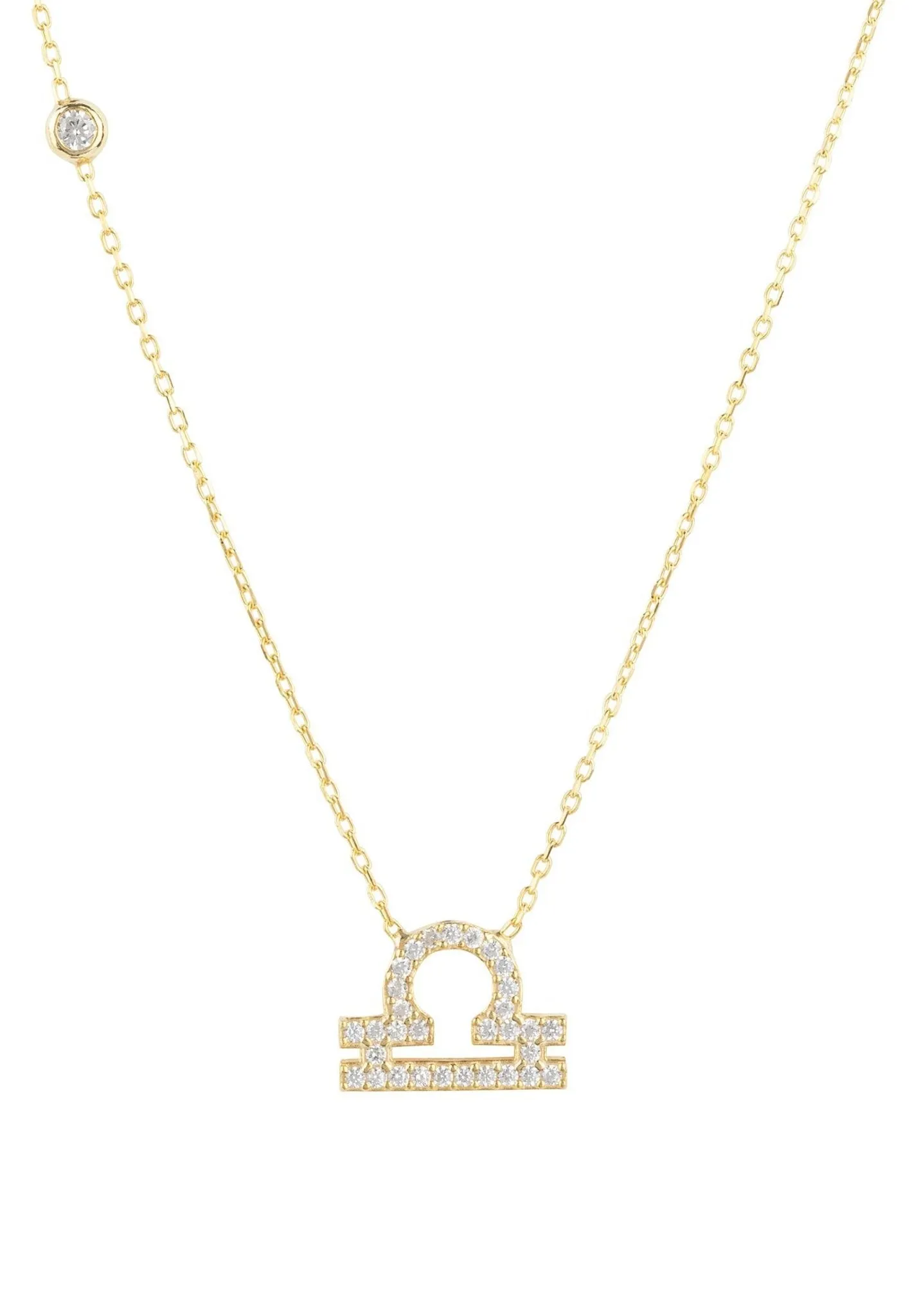 Libra Zodiac Pendant Necklace Dipped in Gold