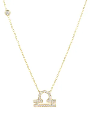 Libra Zodiac Pendant Necklace Dipped in Gold