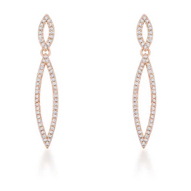 LOVCIA Elegant 1.2ct CZ Rose Gold Double Teardrop Earrings