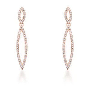 LOVCIA Elegant 1.2ct CZ Rose Gold Double Teardrop Earrings