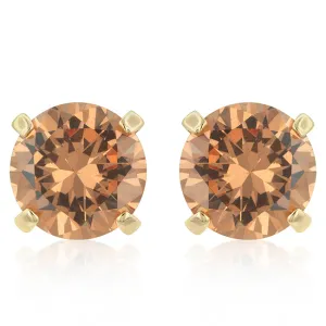 LOVCIA Elegant Champagne Zirconia Gold Stud Earrings