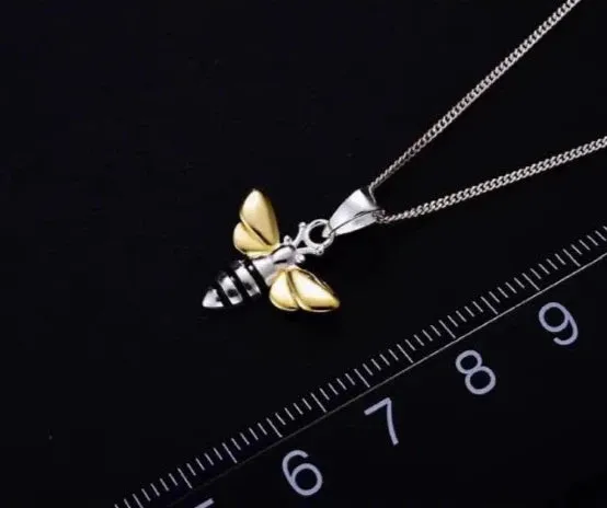 LOVCIA Honey Bee Jewelry Set - Sterling Silver Honey Bee Pendant & Stud Earrings Set
