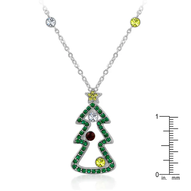LOVCIA Sparkling Rhodium-Plated Christmas Holiday Pendant