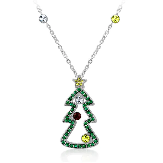 LOVCIA Sparkling Rhodium-Plated Christmas Holiday Pendant