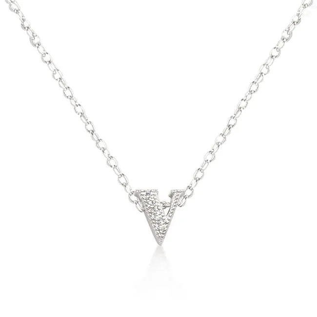 LOVCIA Sparkling Silver Tone Initial V Necklace