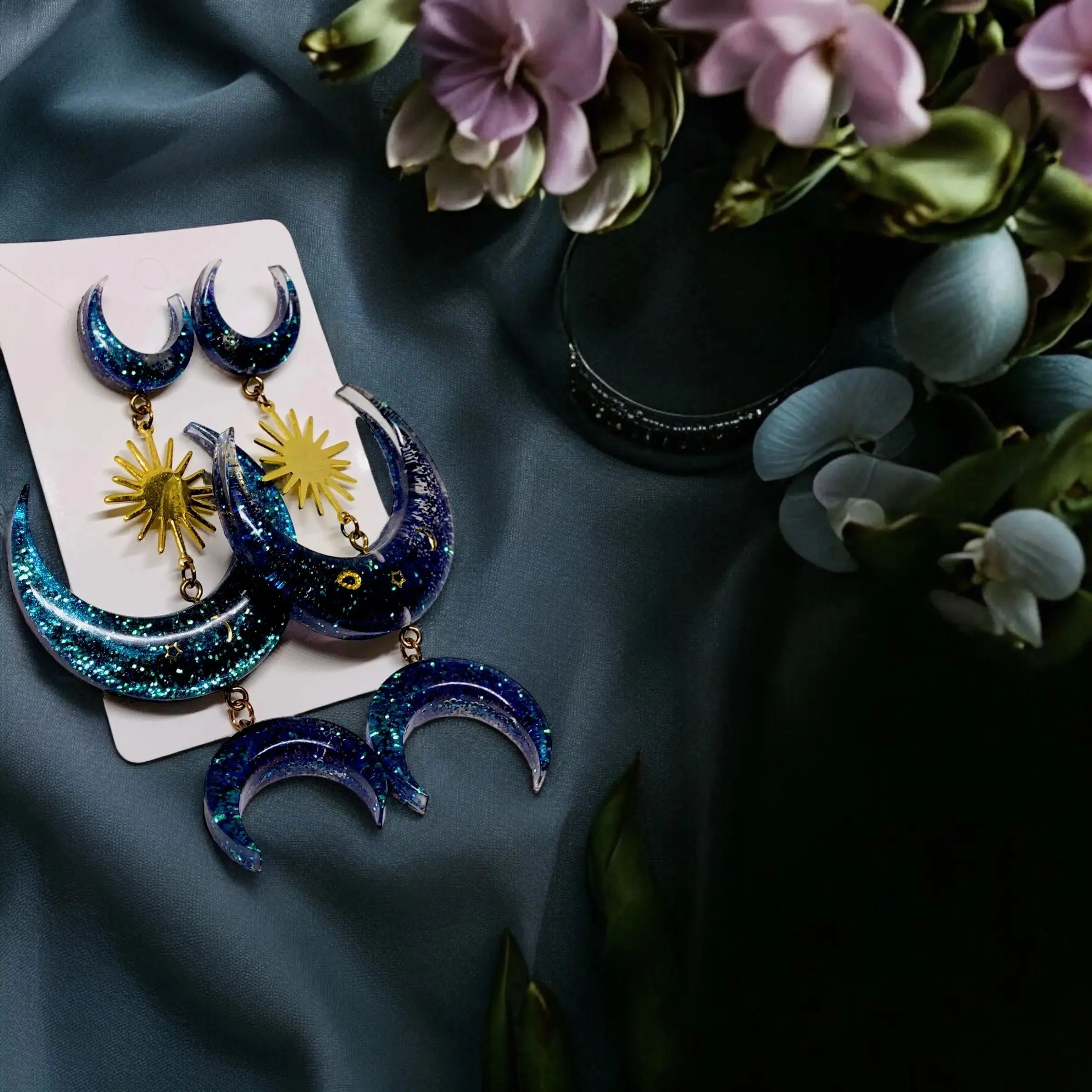 Lunar Black Bohemian Earrings
