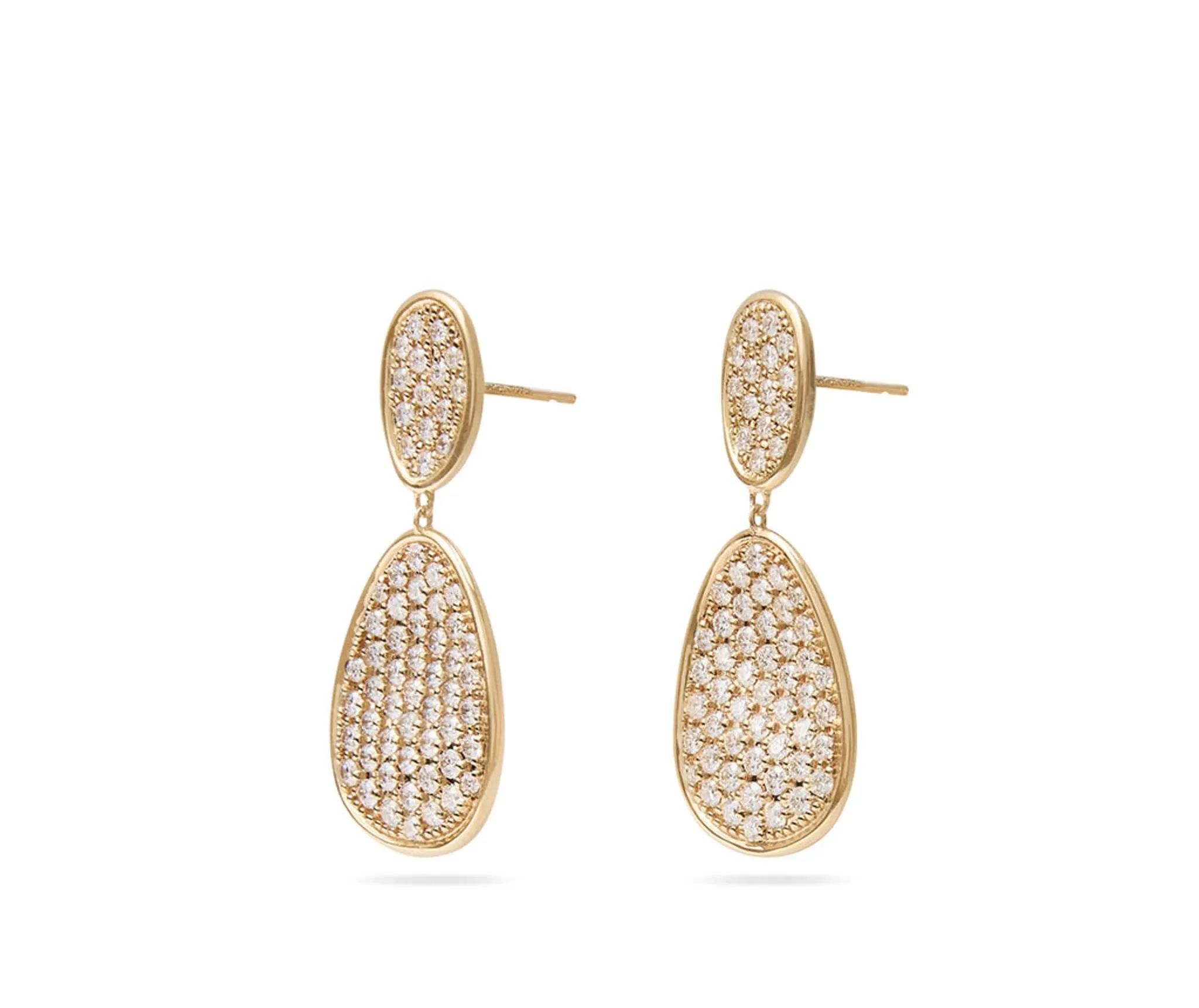Lunaria Gold & Diamond Pavé Small Double Drop Earrings