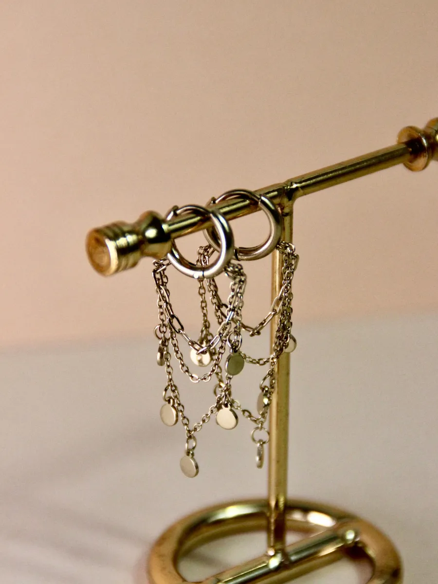 Marigold mini hoop earrings - multi-row chain